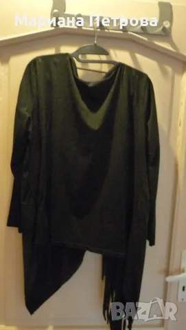 Черна  дамска блуза тип жилетка - 4XL, снимка 2 - Ризи - 55383256