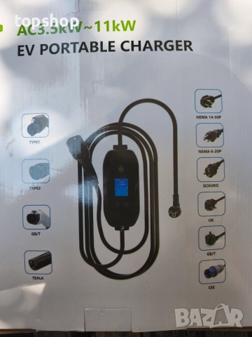 Чисто нова Нова Преносима Зарядна Станция за Електромобили EV Portable Charger 3.5kW Тип 2 Шуко ​ 