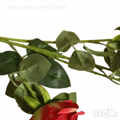 Изкуствена роза – Троен разкош на едно стъбло, снимка 4 - Изкуствени цветя - 54947754