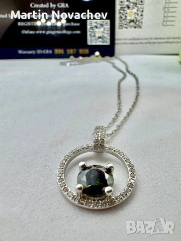 Сребърно колие с мойсанит (Диамант) 1 карат, снимка 6 - Колиета, медальони, синджири - 53990710