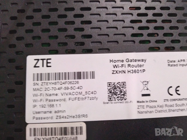 Рутер ZTE ZXHN H3601P, снимка 4 - Рутери - 54275462