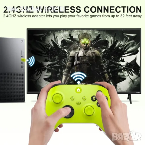 Безжичен Xbox контролер 2.4 GHz – жълт, снимка 3 - Аксесоари - 55662681