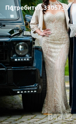 Продавам елегантна дизайнерска бална рокля , снимка 2 - Сватбени рокли - 54056051