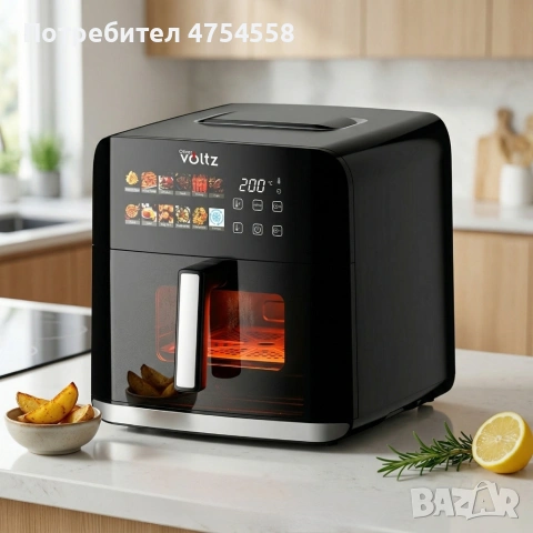 Еърфрайър Oliver Voltz OV51980CF, 1800W, 8 литра, Двоен нагревател, 12 Програми, снимка 4 - Уреди за готвене на пара - 54060353