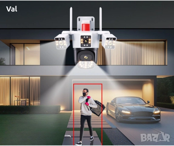 Безжична 4G WiFi камера за наблюдение с триекранен монитор,водоустойчива, снимка 5 - IP камери - 55074837