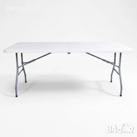 Сгъваема правоъгълна градинска маса, бяла - 180 x 69.5 x 73.5 см, снимка 6 - Градински мебели, декорация  - 54591242