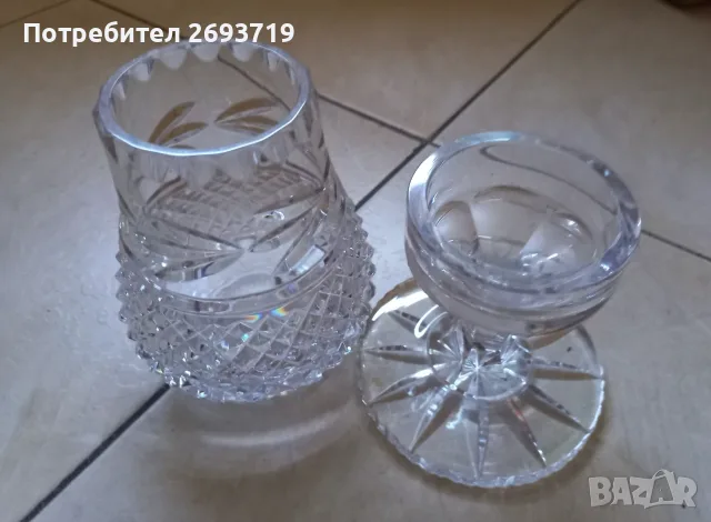 Чешки кристален свещник, снимка 2 - Декорация за дома - 55390173