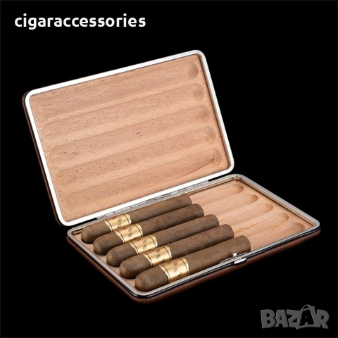 Хумидор COHIBA за 5 пури – кожен калъф, преносим, снимка 2 - Табакери - 50898536