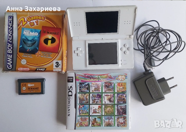 Nintendo DS Lite White + Карта с 208 игри + Оригинална игра