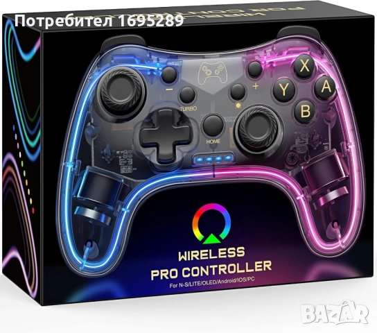 Безжичен геймпад Xtrike Me GP-52 с прозрачен корпус и RGB осветление, снимка 3 - Аксесоари - 54728842