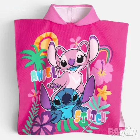 Лятно пончо за плаж Stitch в розов цвят 60 x 120 см_1260436