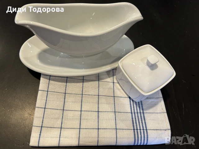 Порцеланова сосиера Bareuther Bavaria + ПОДАРЪЦИ (Нова ленена кърпа и захарница)