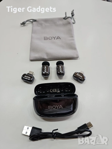 BOYA mini 2-01 Lunar Silver – Безжична микрофонна система USB-C + Lightning, снимка 5 - Микрофони - 54959939