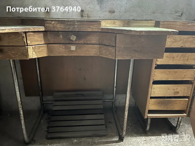 Старо часовникарско бюро (маса) с шкаф, снимка 3 - Антикварни и старинни предмети - 55353485