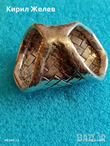 Сребърен пръстен широка плетена халка майсторска ръчна изработка 26056, снимка 7 - Пръстени - 54025898