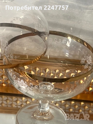 Кристални чаши лозов лист , снимка 5 - Антикварни и старинни предмети - 54109449