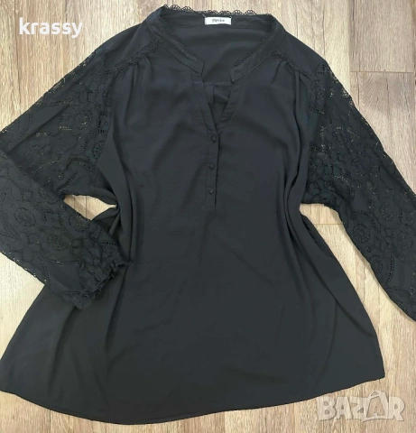 Страхотна голяма дамска блуза с дантелени ръкави (размер 4ХЛ)