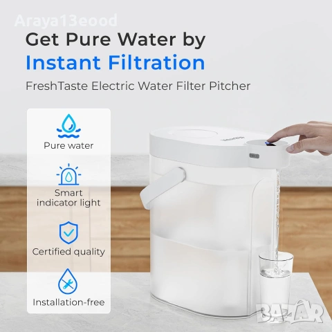 Електрическа кана с филтър за вода Waterdrop ED06W FreshTaste - 6.5 л, снимка 4 - Кани - 55132350