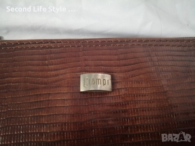 Винтидж италианска чанта за рамо от естествена кожа в кафяв цвят CIAMPI, снимка 3 - Чанти - 54097212