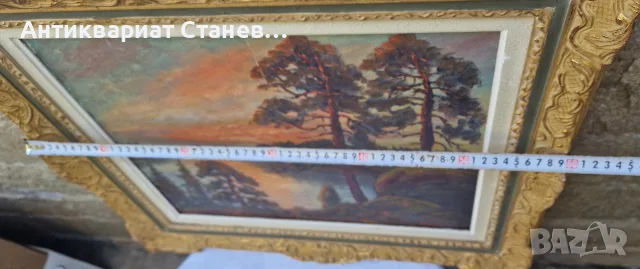 🌲 ВПЕЧАТЛЯВАЩ СКАНДИНАВСКИ ПЕЙЗАЖ – МАСЛЕНА ЖИВОПИС В БОГАТА ДЕКОРАТИВНА РАМКА 🇸🇪🎨, снимка 16 - Антикварни и старинни предмети - 55304511