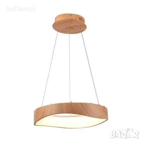 LED Полилей 18W Дизайн Дърво + Бяло Тяло Ф400mm Топло Бяла Светлина