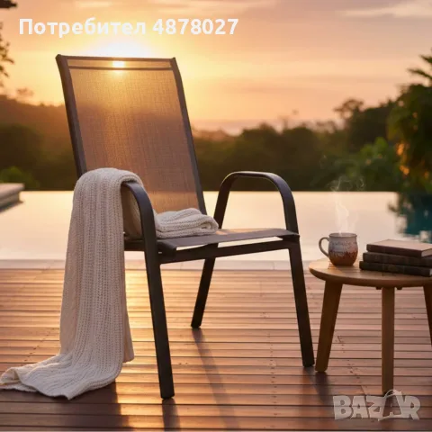 Стифиращи се градински столове от стомана и текстил – комплект 2 броя, снимка 2 - Столове - 55360961