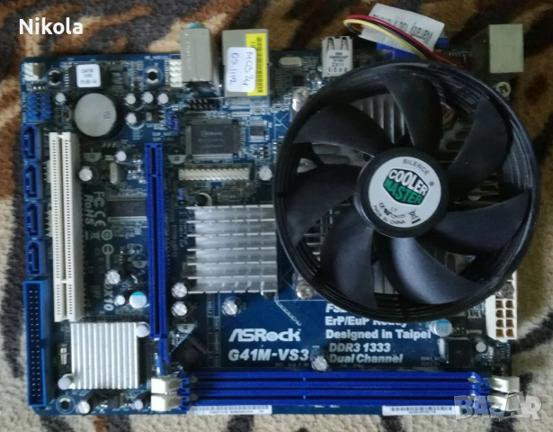 Продавам/Бартер Дъно ASRock G41M-VS3 с Процесор Intel Celeron 86 420 SL9XP, Охлаждане и Видеокарта !