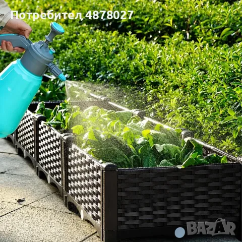 Модулна повдигната леха 120x40x22 см – За зеленчуци, билки и цветя, UV устойчива, кафява, снимка 5 - Декорация за дома - 55604470