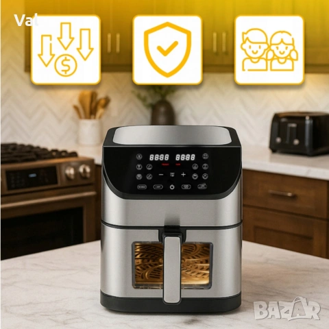 Фритюрник с горещ въздух XXL - 8 литра, 1800 W и 12 програми, снимка 4 - Фритюрници - 54672259