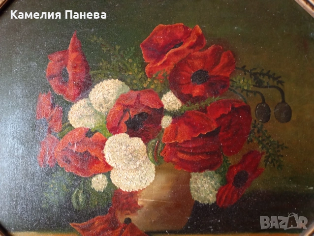 Стара картина-цветя, снимка 4 - Картини - 54790969