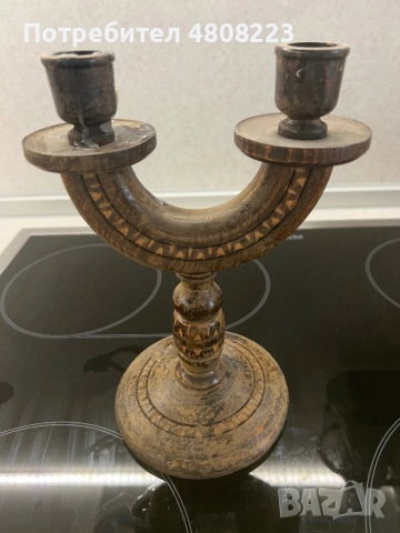 Двоен свещник дърворезба, снимка 2 - Декорация за дома - 54317327