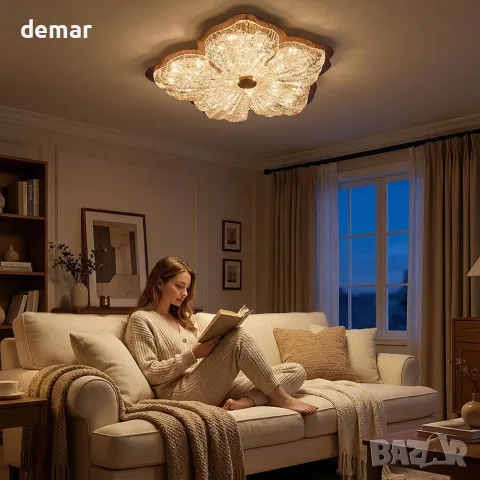 LED таванна лампа цвете 72 W с дистанционно, приложение и димиране 40 см с цветова температура, снимка 6 - Лампи за таван - 55493217