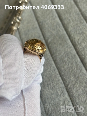 Златен пръстен от едно време като нов 14 карата, снимка 6 - Пръстени - 54175038
