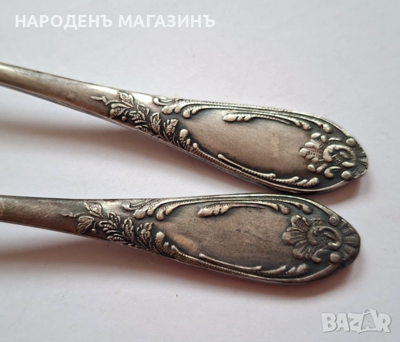 СССР - Сервиз руски посребрени лъжички чай кафе 7 броя мелхиор сребро Луксозни , снимка 9 - Други ценни предмети - 53964601