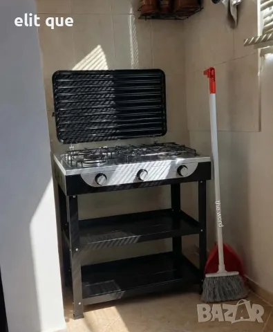 Газова печка HOMELUX с 3 горелки – 5.4 kW, комплект с маркуч и регулатор, идеален за къмпинг и двор