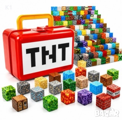 ПРОМО! Куфарче с 92 Магнитни кубчета Майнкрафт, Minecraft magnetic blocks, снимка 5 - Конструктори - 54879157