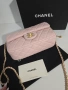 Chanel Flap Bag Gold logo Дамска Розова Чанта От Естествена Телешка Кожа Код Brand Luxury Fashion27, снимка 10