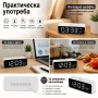 Модерен LED дигитален настолен часовник с термометър за стая спалня офис електронен светещ USB, снимка 6