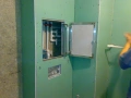 Гипсокартон закриване на водопровод в баня, куфар с влагоустойчив зелен гипсокартон, снимка 1