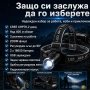 Акумулаторен мощен LED фенер челник за глава далекобоен тактически къмпинг лов риболов каска палатка, снимка 5