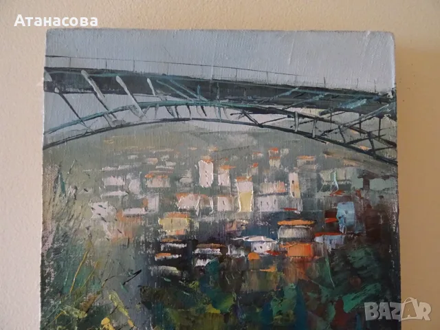 М. ИВАНОВ картина "Пейзаж от В. Търново" масло 1998 г, снимка 3 - Картини - 55415692