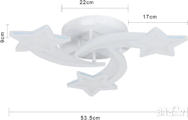 LED Полилей във форма на звезда, димируем, 3000-6500K, снимка 6 - Полилеи - 54632197
