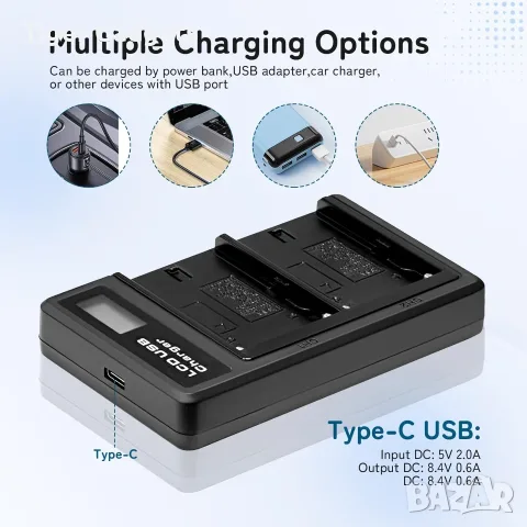Комплект 2 батерии NP-F970 8800mAh + двойно USB зарядно за Sony Handycam, LED осветление и монитори, снимка 5 - Батерии, зарядни - 55670936