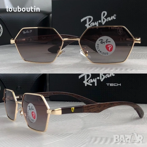Ray Ban Ferrari Mъжки слънчеви очила осмоъгълни с поляризация, снимка 2 - Слънчеви и диоптрични очила - 55148994