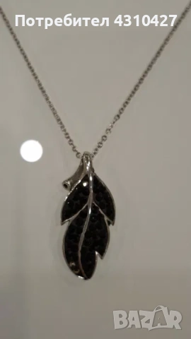 Дамско сребърно колие с черен цирконий