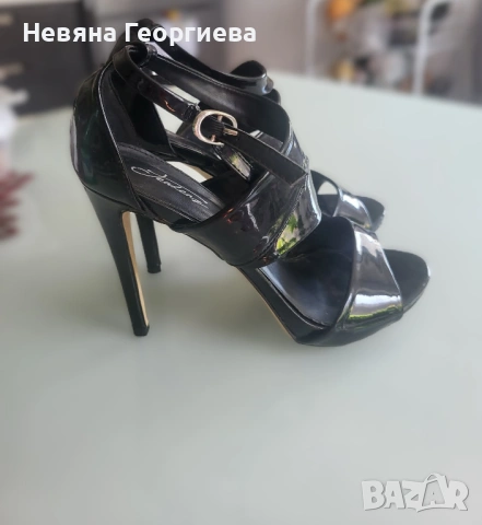 Дамски черни обувки на ток, 37 номер, снимка 2 - Сандали - 54630080