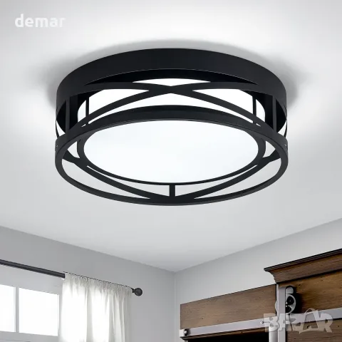 LED таванна лампа за помещение с вграден източник, метална конструкция и акрилен дифузер, 32 см