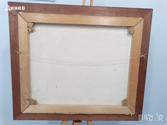 „Спокойствие край езерото“ – Авторска маслена живопис в масивна рамка, снимка 8 - Картини - 53966492