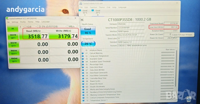  1000GB Crucial P3 Gen4 1TB PCIe NVMe SSD скрост четене/запис 3500 и 3200 mb/sec ДИСК disk laptop , снимка 2 - Твърди дискове - 55223517