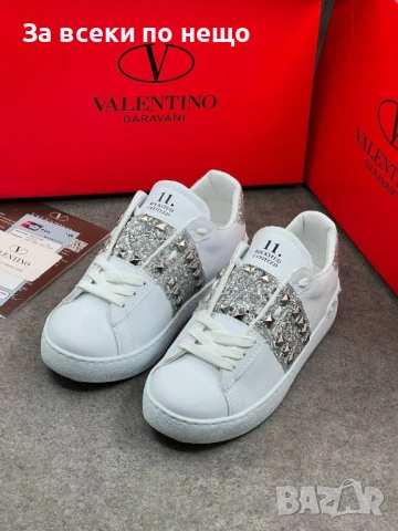 Valentino Дамски Бели Маратонки С Кристали🩴Дамски Спортни Обувки С Камъни В Бял Цвят Код E1326